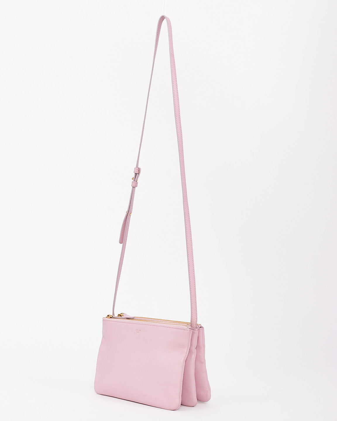 Celine Light Pink Leather Trio Crossbody Bag