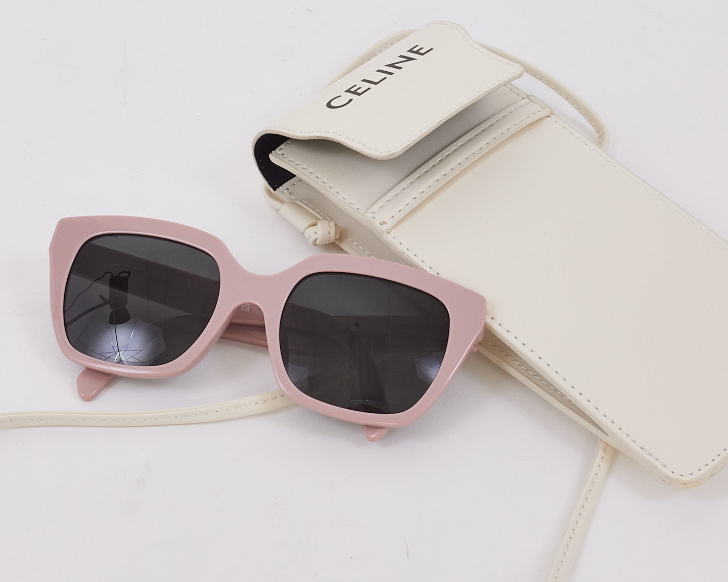 Celine Pink Acetate Logo Square Frame CL40198F Sunglasses