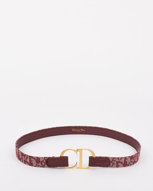 Dior Vintage Red Oblique Monogram Canvas CD Logo Buckle Belt - 75