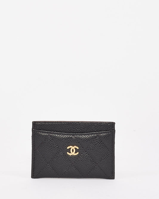 Chanel Black Grained Calfskin Leather 
Gold-Tone Metal Classic Card Holder