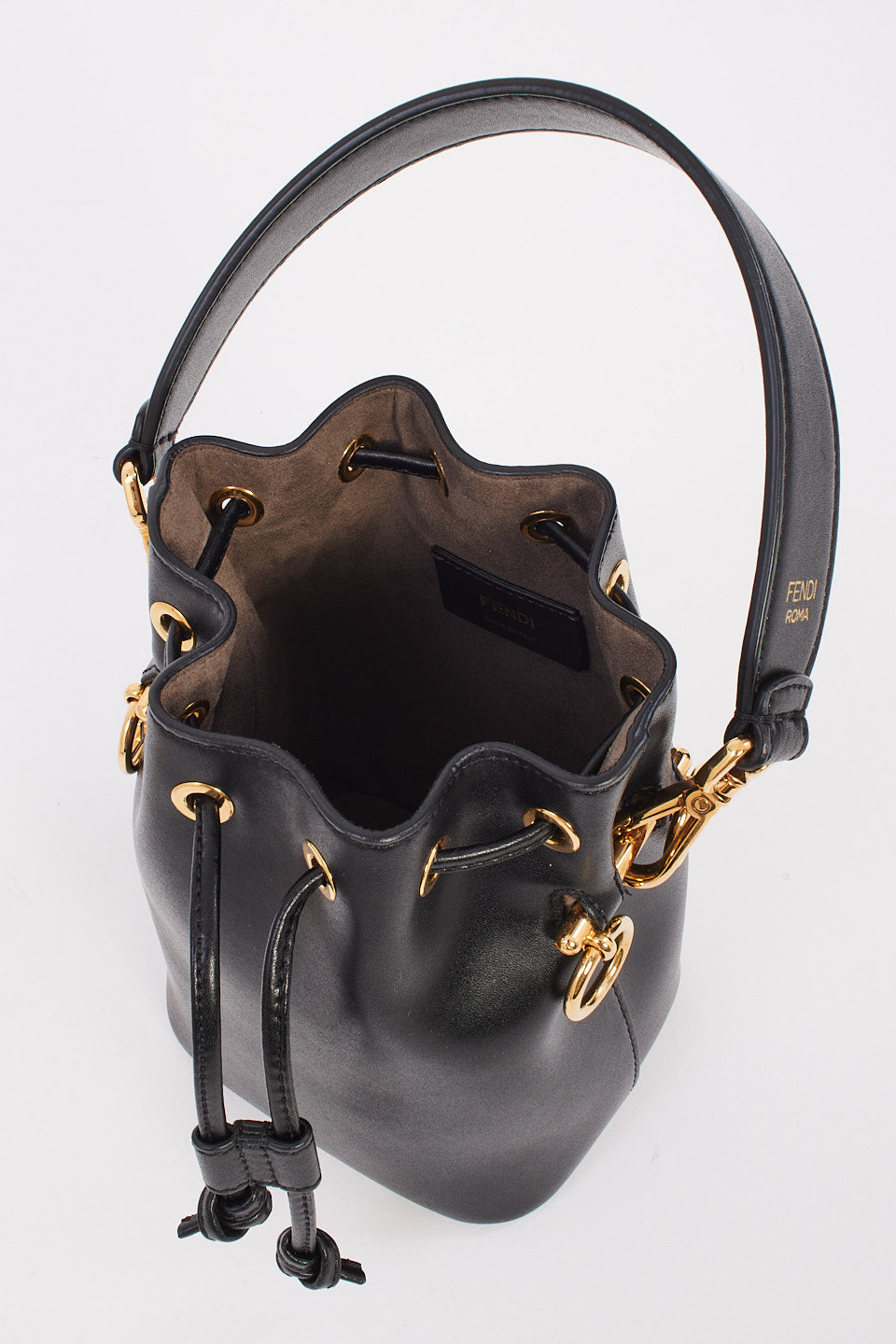 Fendi Black Leather Mini Mon Tresor Bucket Bag