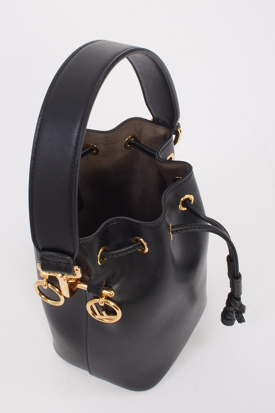 Fendi Black Leather Mini Mon Tresor Bucket Bag