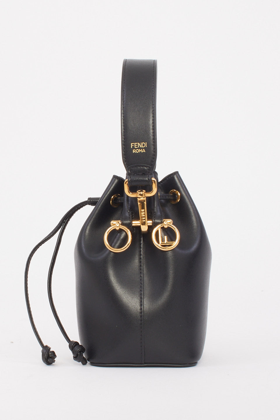 Fendi Black Leather Mini Mon Tresor Bucket Bag