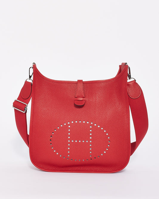 Hermès Red Clemence Leather Evelyne III PM Bag