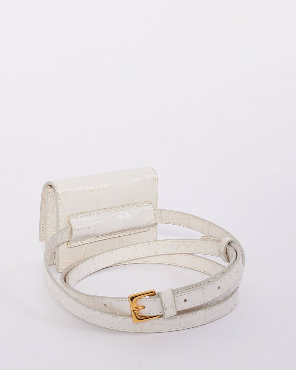 Jacquemus White Croc Embossed Leather La Ceinture Bello Belt Bag