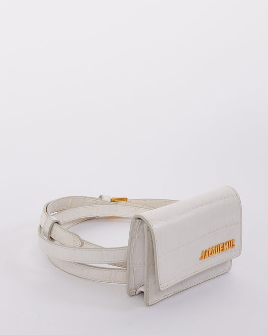 Jacquemus White Croc Embossed Leather La Ceinture Bello Belt Bag