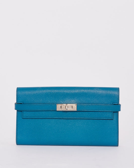 Hermès Blue Colvert Epsom Kelly Classic Wallet