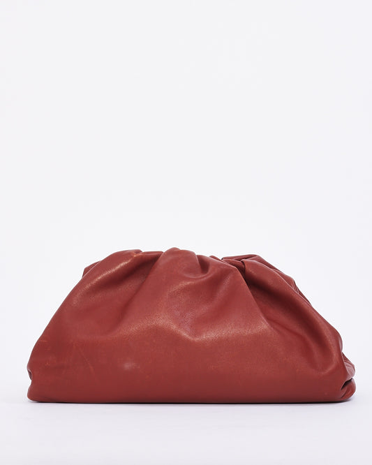 Bottega Rust Leather The Pouch Clutch Bag