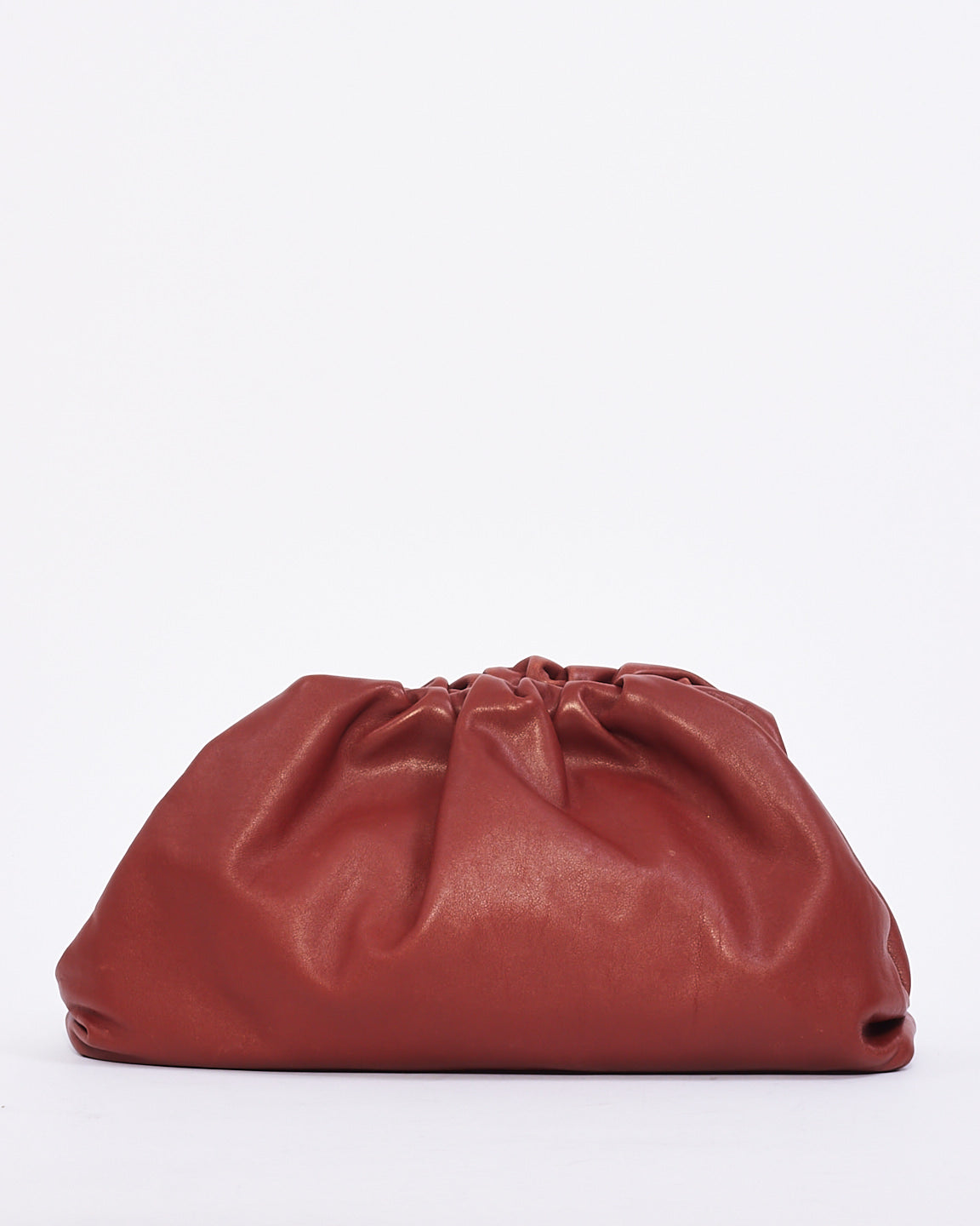 Bottega Rust Leather The Pouch Clutch Bag