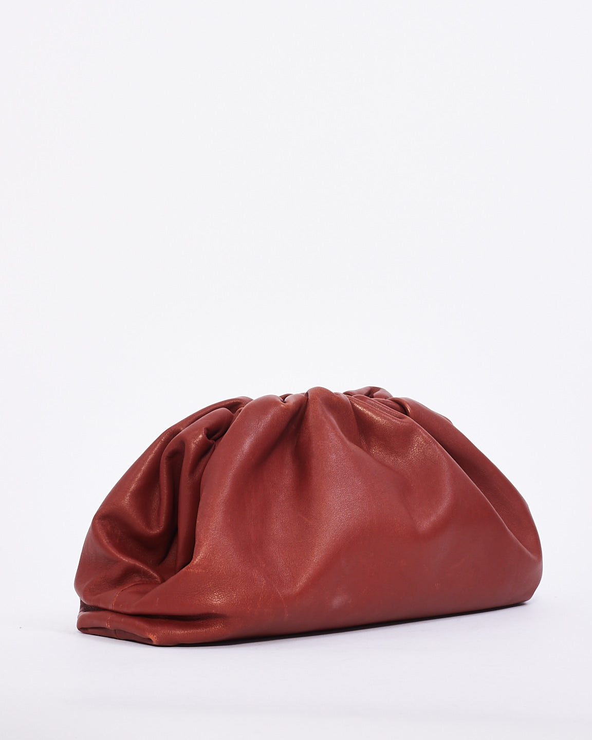 Bottega Rust Leather The Pouch Clutch Bag