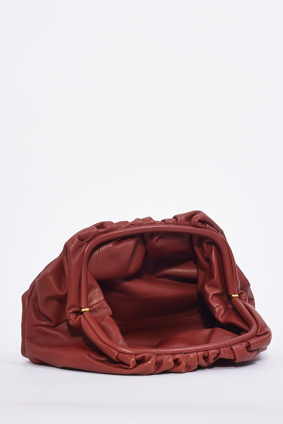 Bottega Rust Leather The Pouch Clutch Bag