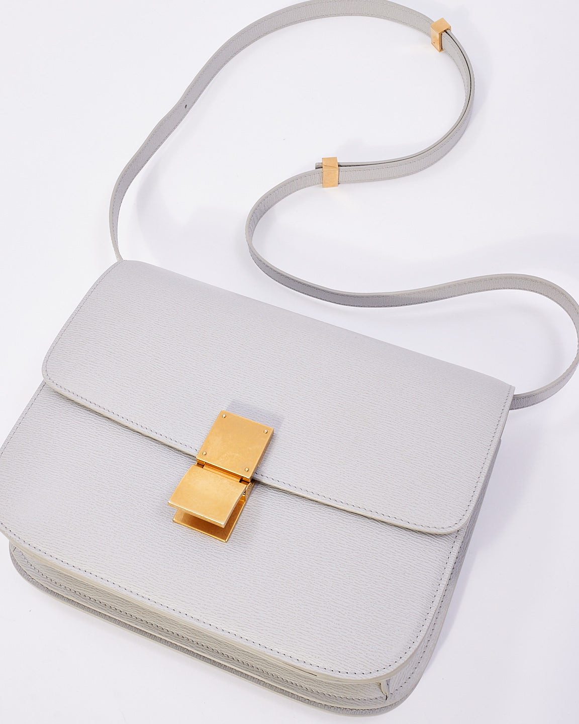 Celine Light Grey Box Calfskin Leather Medium Box Bag