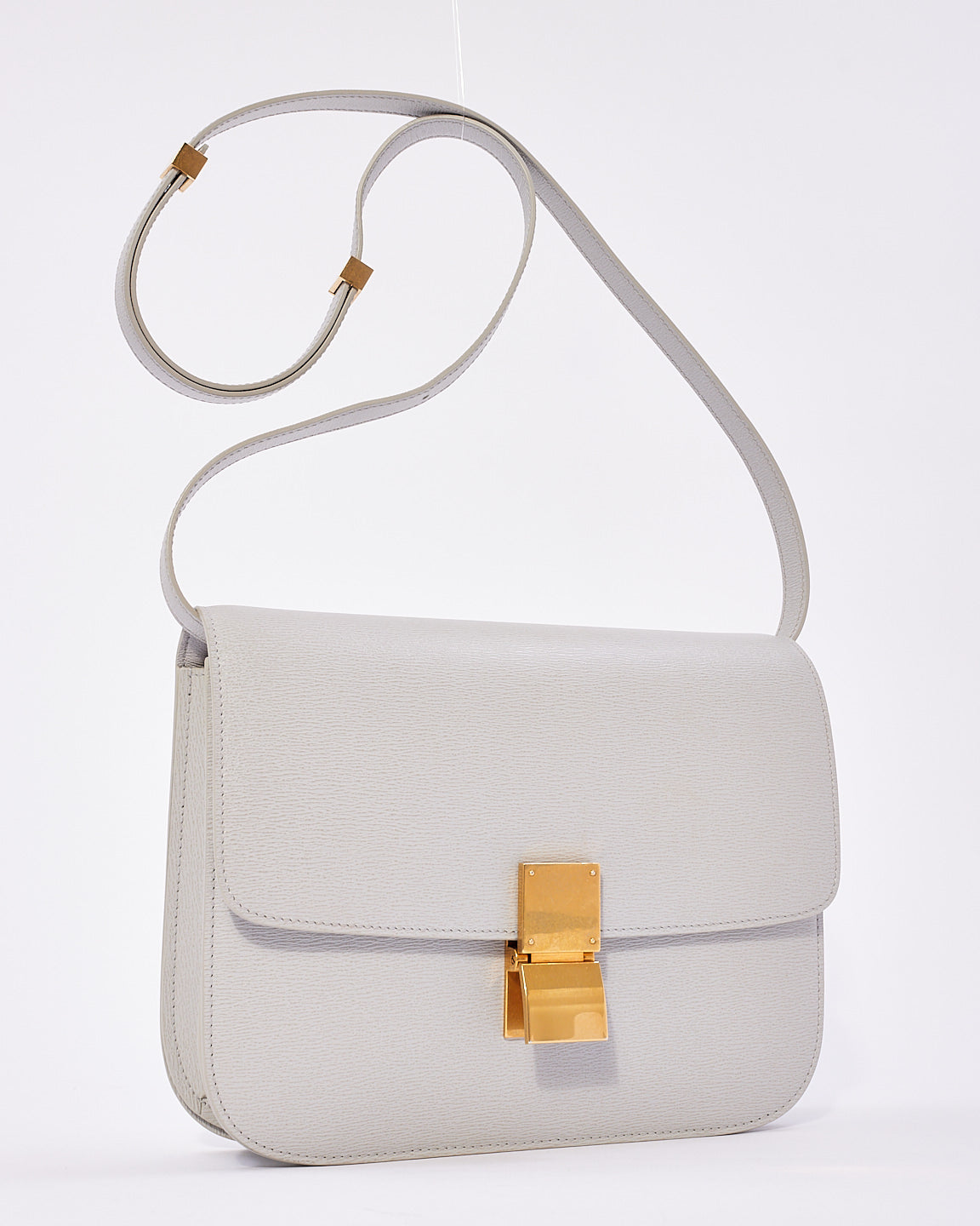 Celine Light Grey Box Calfskin Leather Medium Box Bag