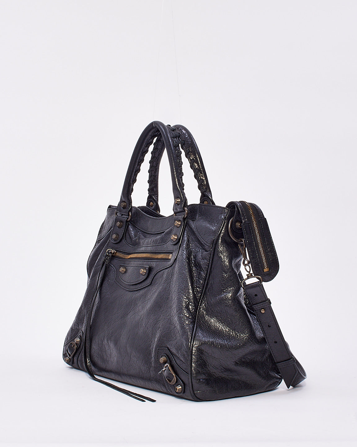 Sac de ville classique de motocross en cuir d
agneau noir Balenciaga