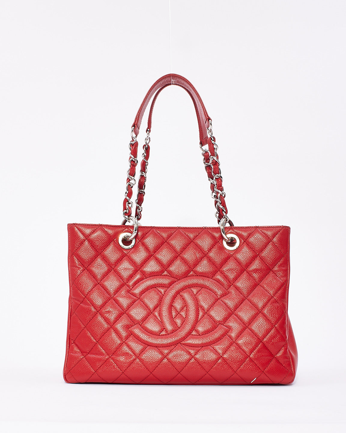 Chanel Red Caviar Leather Grand Shopping Tote