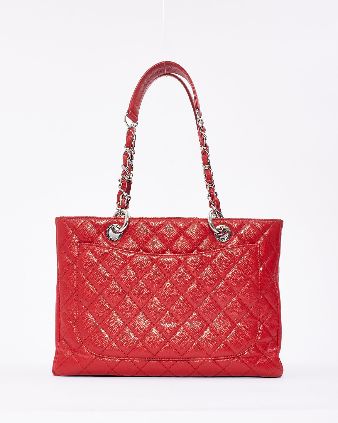 Chanel Red Caviar Leather Grand Shopping Tote