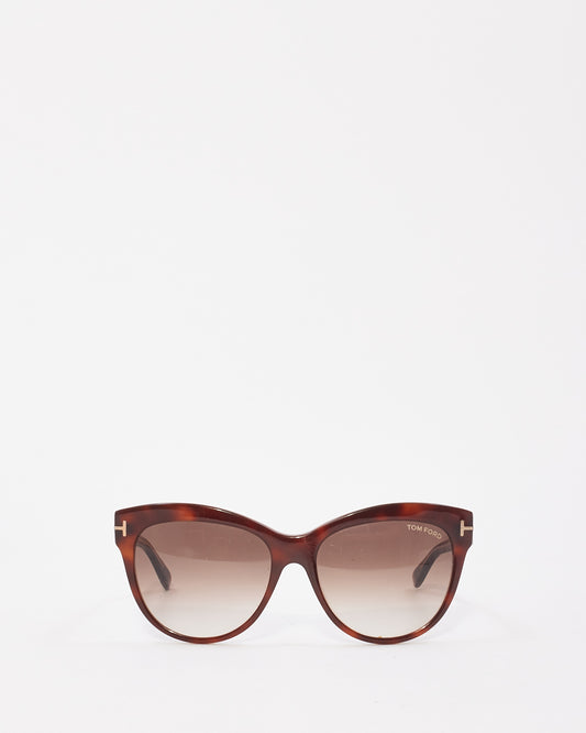 Tom Ford Brown Tortoise Acetate Cat Eye Sunglasses