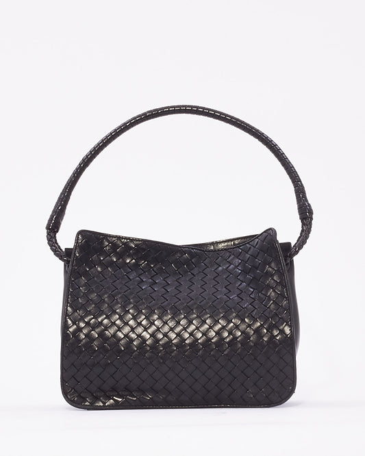 Bottega Vintage Black Intrecciato Leather Shoulder Bag