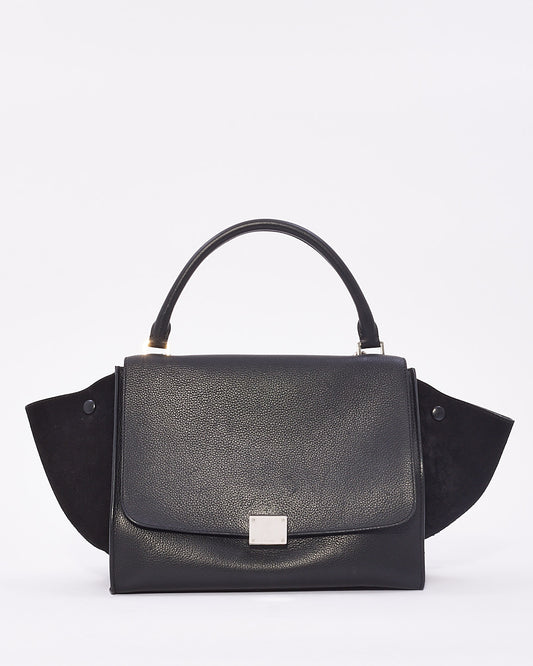 Celine Black Leather 
Suede Medium Trapeze Bag