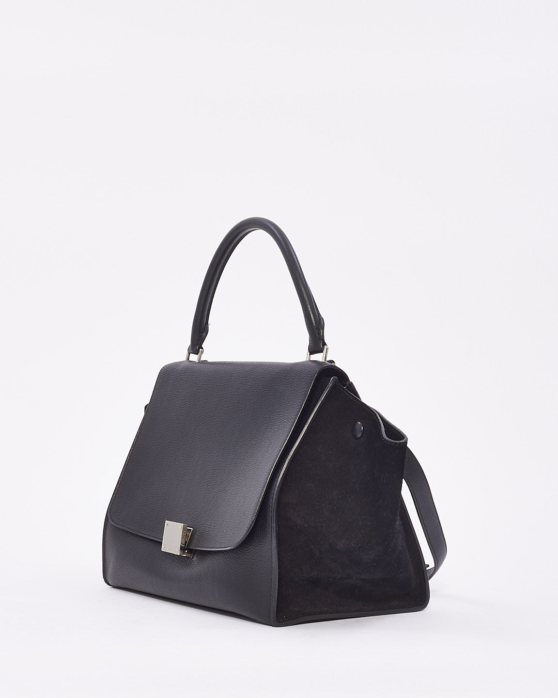 Celine Black Leather 
Suede Medium Trapeze Bag