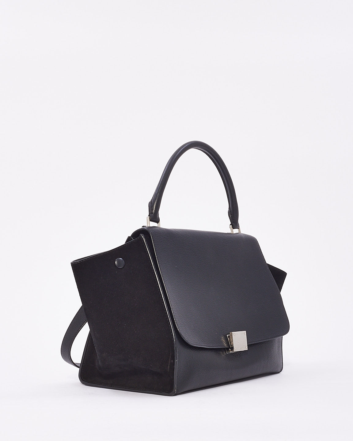 Celine Black Leather 
Suede Medium Trapeze Bag