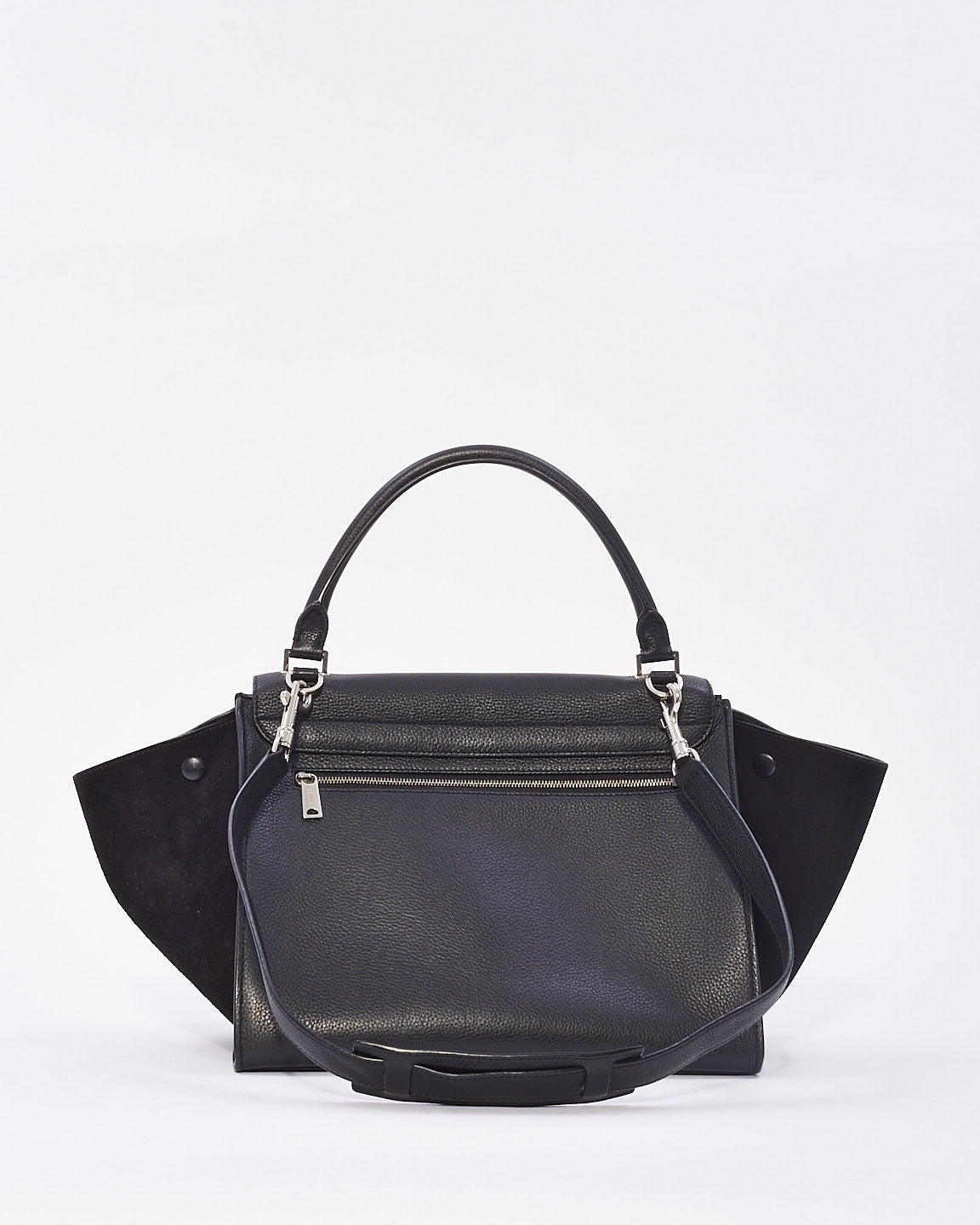 Celine Black Leather 
Suede Medium Trapeze Bag