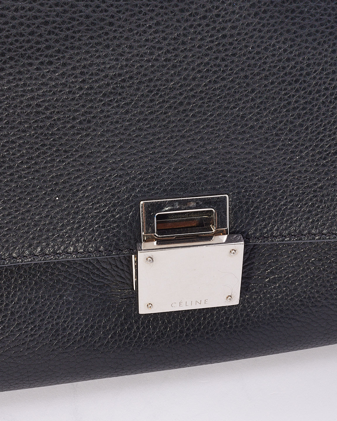 Celine Black Leather 
Suede Medium Trapeze Bag