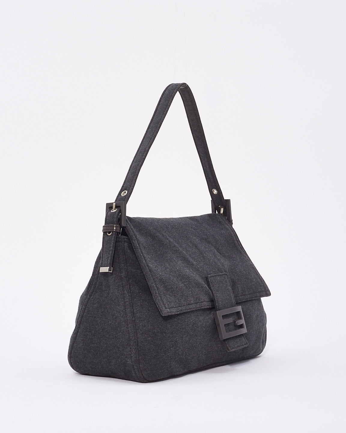 Fendi Grey Cotton Mama Baguette Shoulder Bag