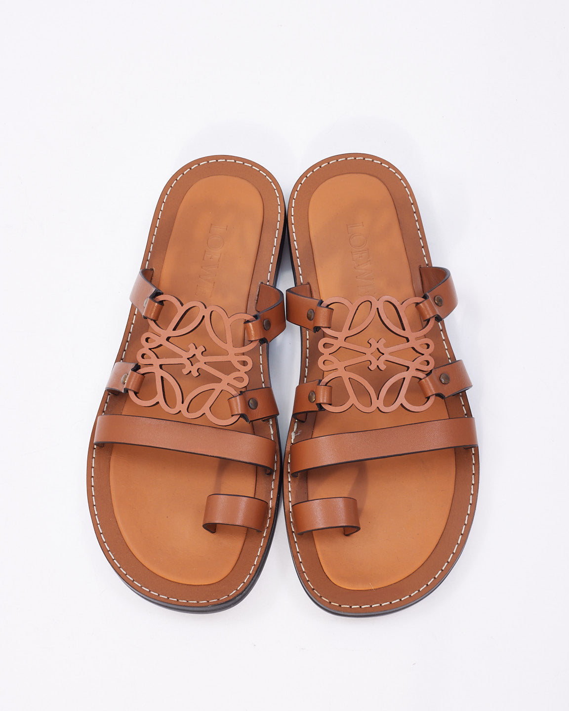 Loewe Tan Leather Anagram Sandals 20 - 39