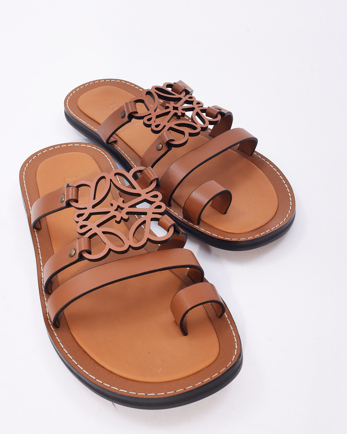 Loewe Tan Leather Anagram Sandals 20 - 39