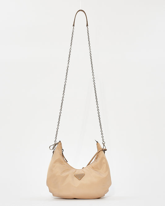 Prada Beige Nylon Tessuto 2006 Re-Edition Small Croissant Shoulder Bag