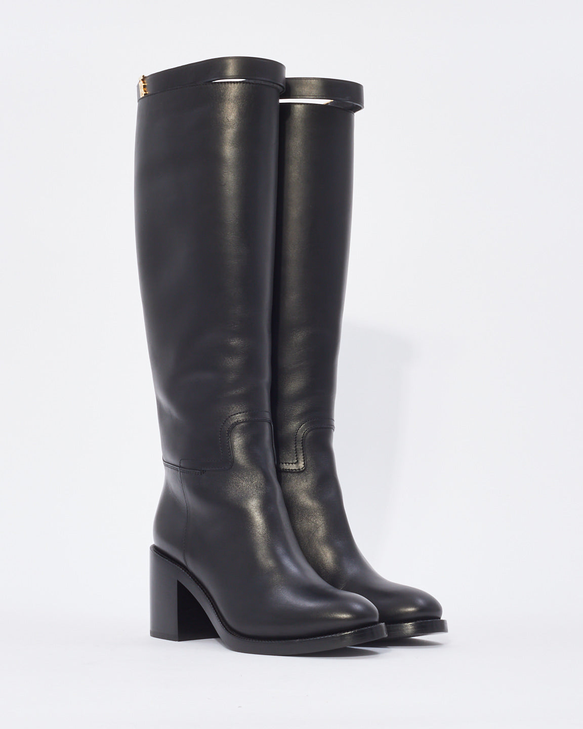 Burberry Black Leather Knee High Boots - 38.5