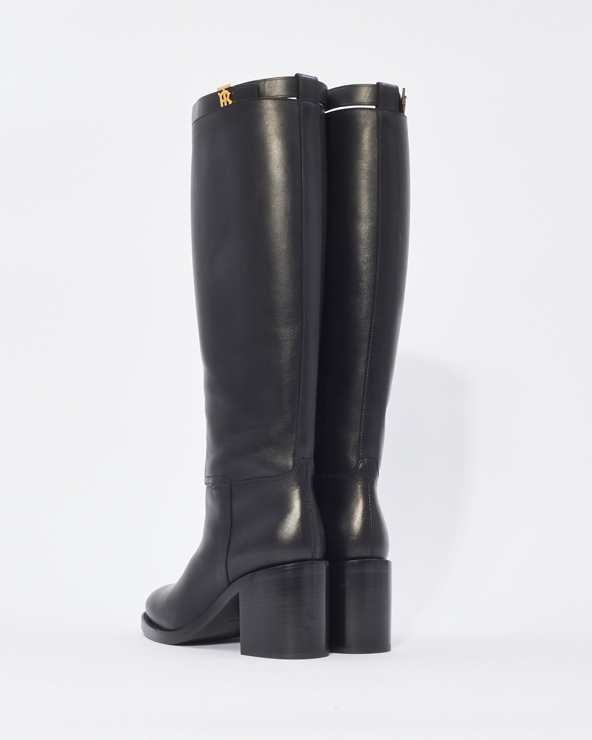 Burberry Black Leather Knee High Boots - 38.5