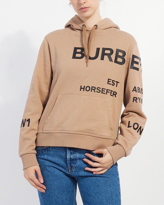 Burberry Beige Horseferry Print Oversized Hoodie - S