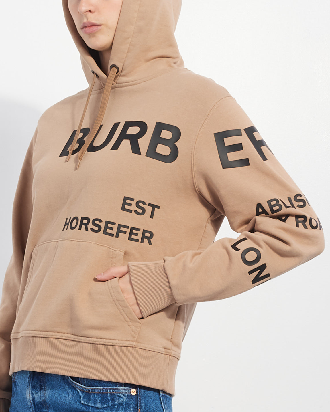 Burberry Beige Horseferry Print Oversized Hoodie - S