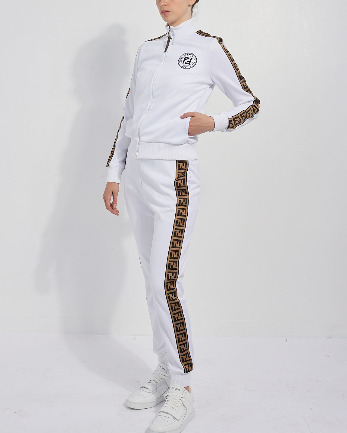 Fendi White Cotton Logo Tracksuit - 42