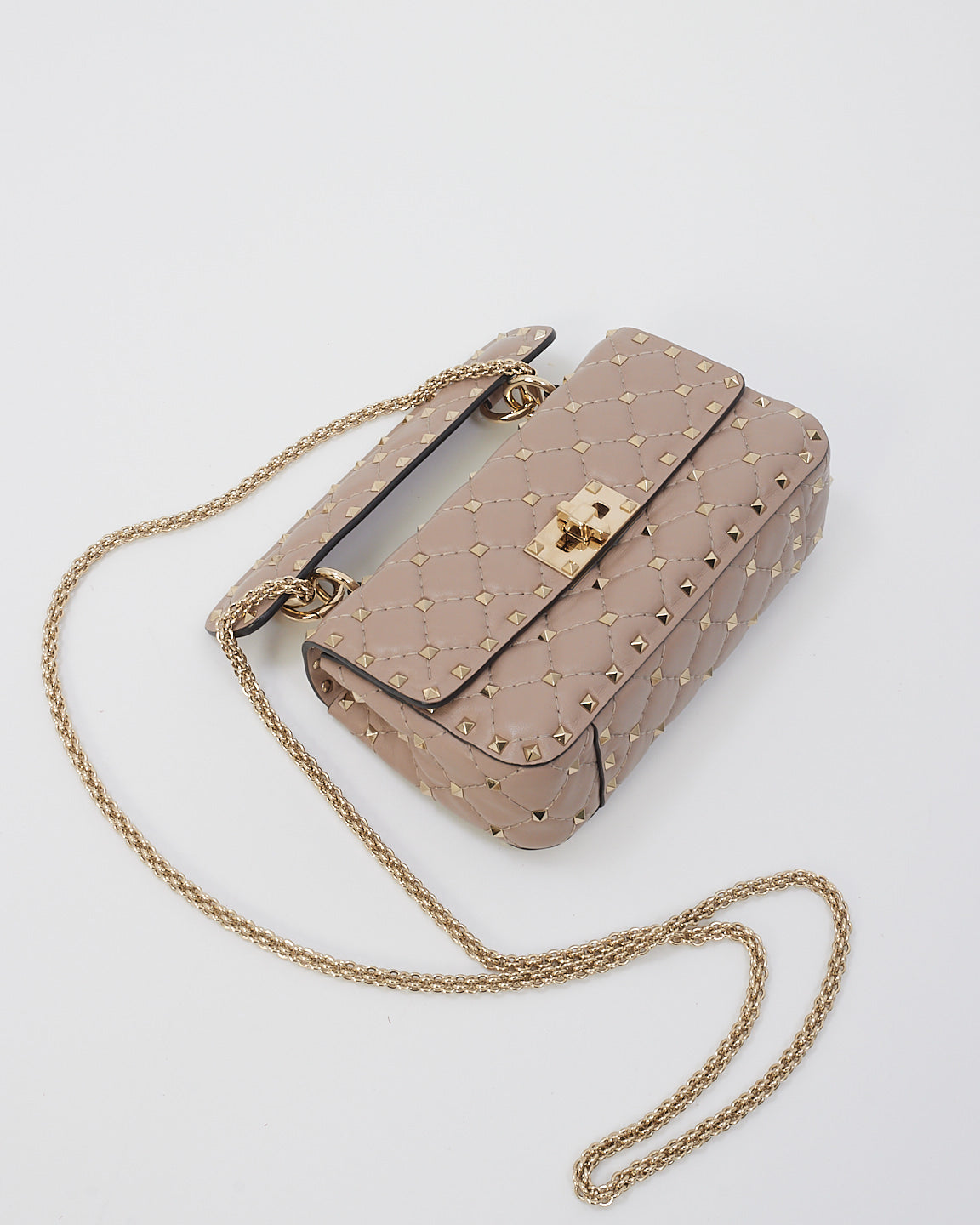 Valentino Dusty Pink Leather Rockstud Spike Small Shoulder Bag