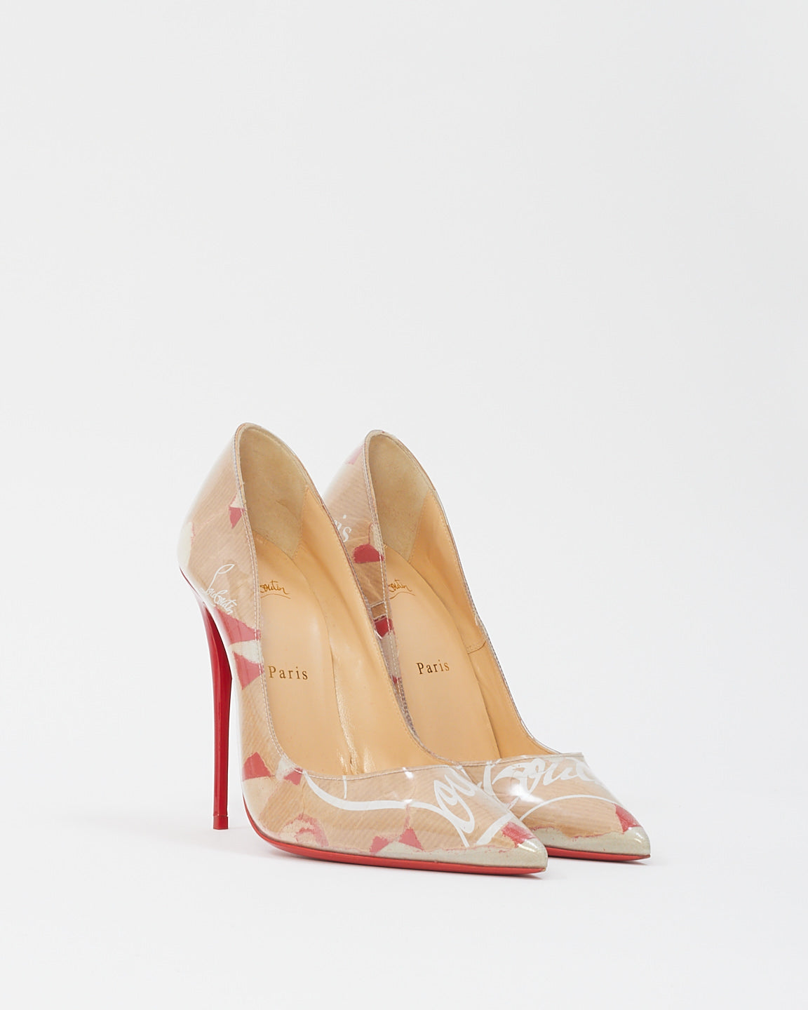 Christian Louboutin Beige PVC Kraft Pigalle Follies 100 Pumps -39