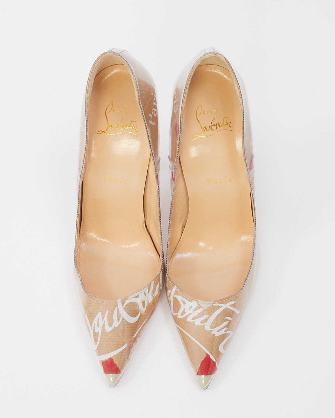 Christian Louboutin Beige PVC Kraft Pigalle Follies 100 Pumps -39