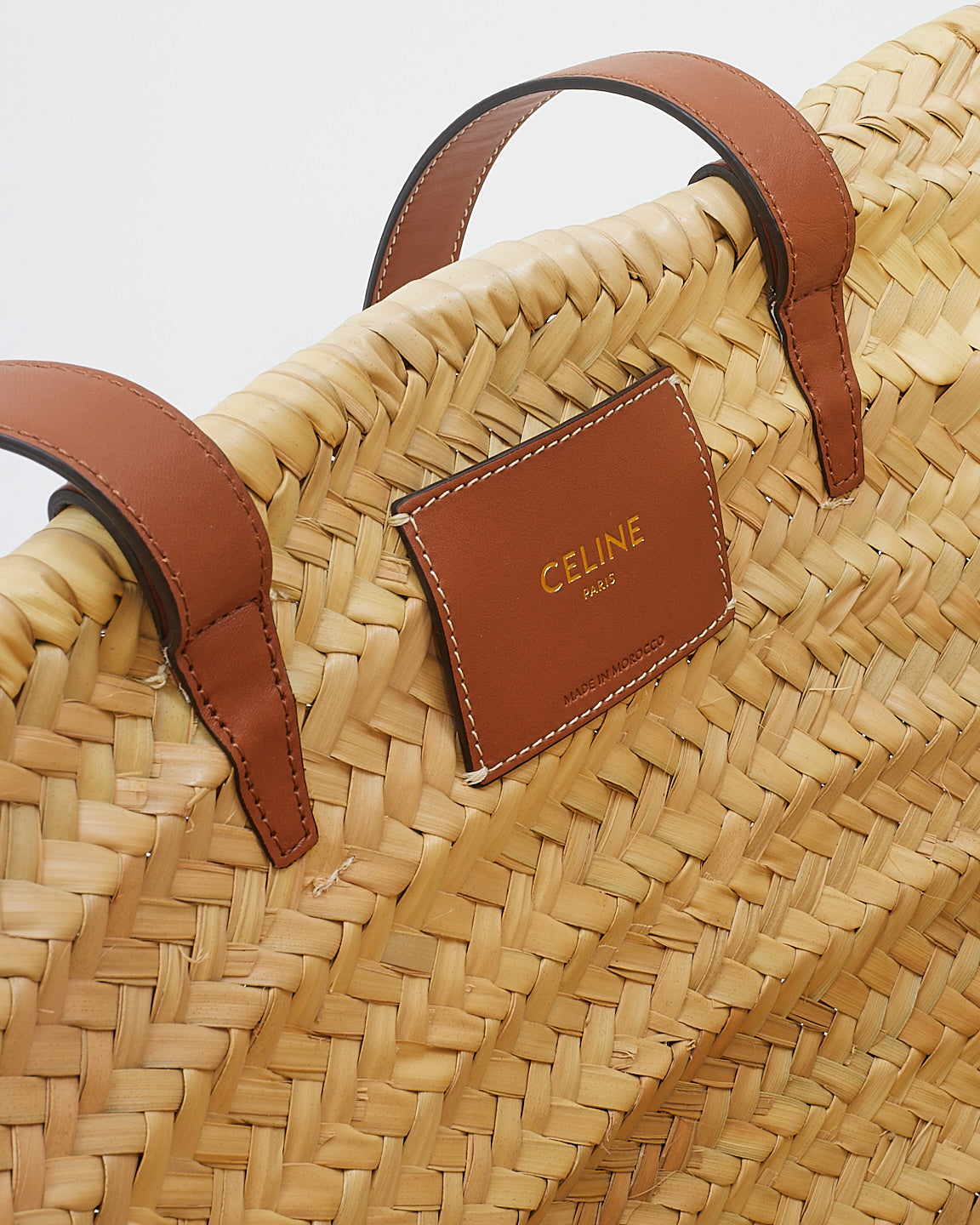 Celine Beige Raffia Classic Panier In Palm Leaves Meidum Tote