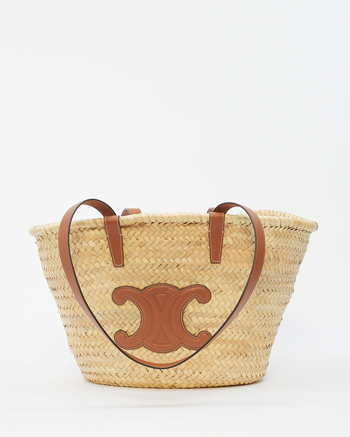 Celine Beige Raffia Classic Panier In Palm Leaves Meidum Tote