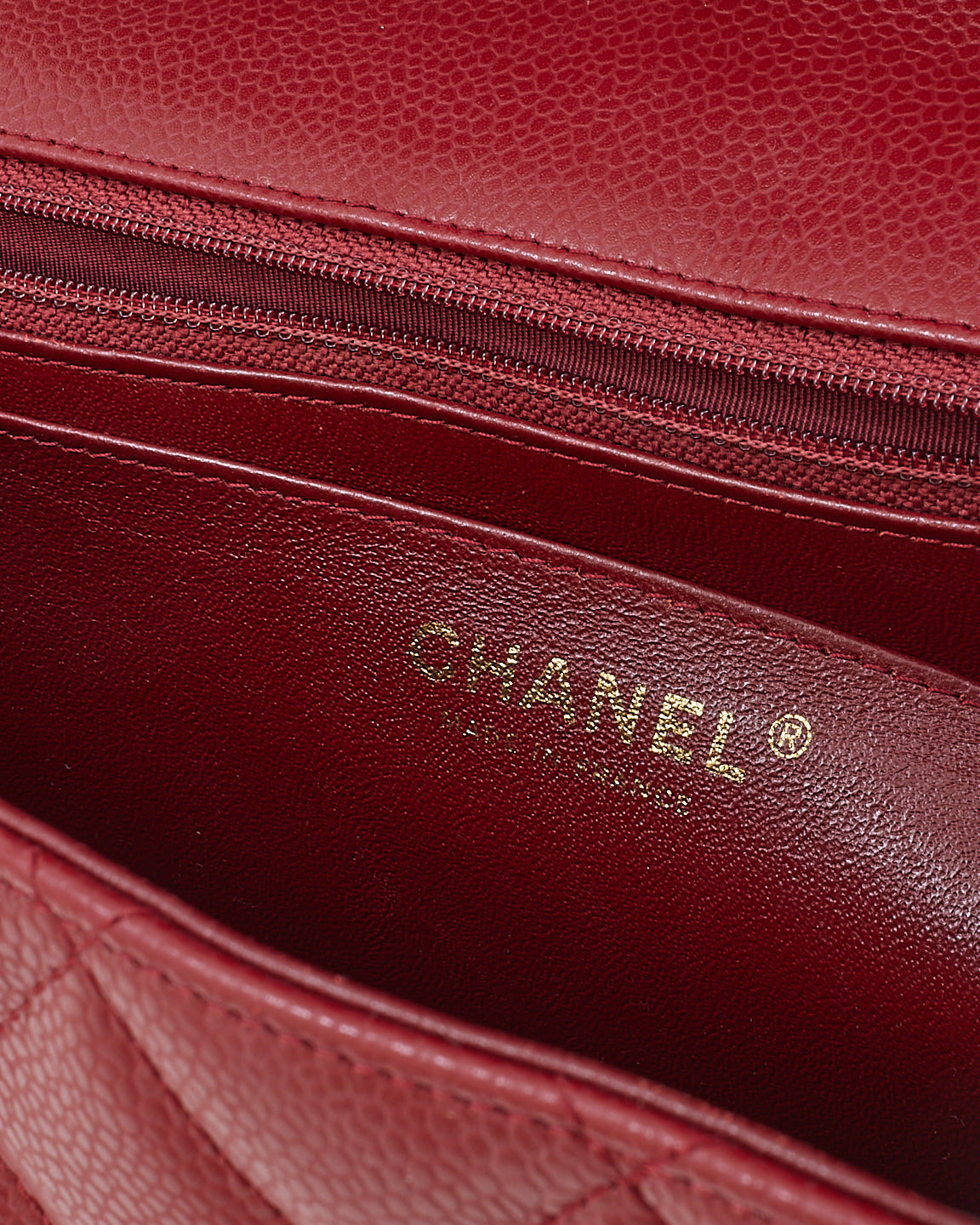 Chanel Burgundy Red Caviar Leather Jumbo Classic Flap with Gold Hardware