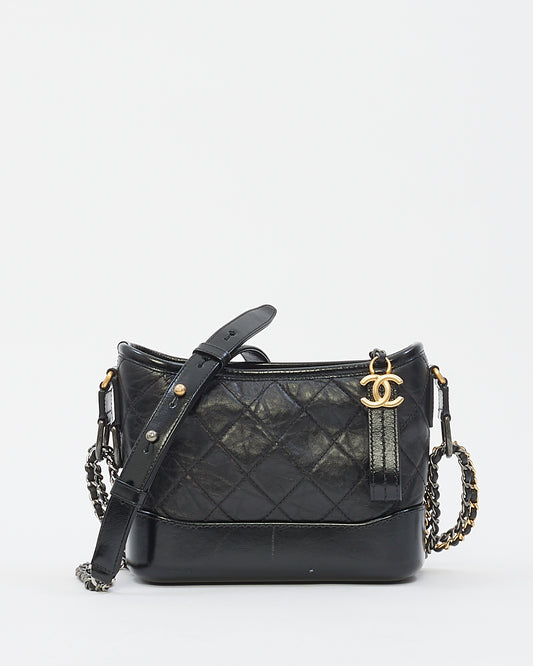 Chanel Black Aged Calfskin Small Hobo Gabrielle Bag