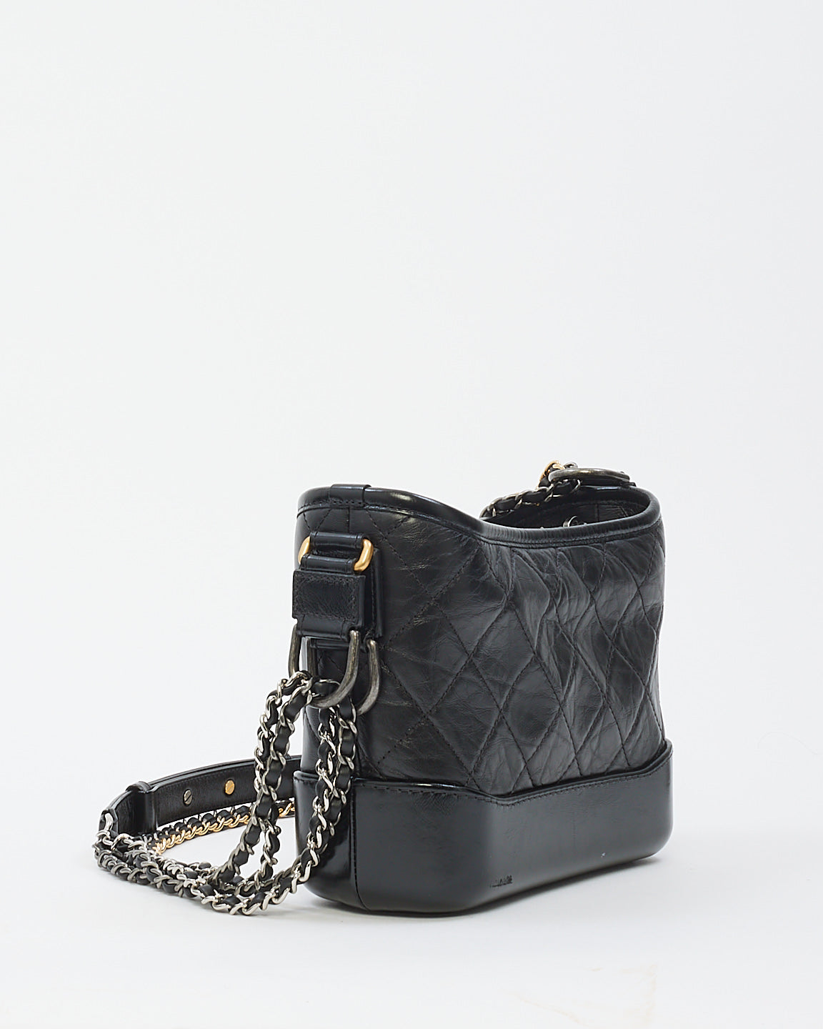 Chanel Black Aged Calfskin Small Hobo Gabrielle Bag