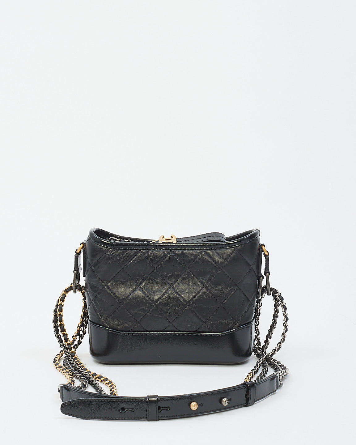 Chanel Black Aged Calfskin Small Hobo Gabrielle Bag