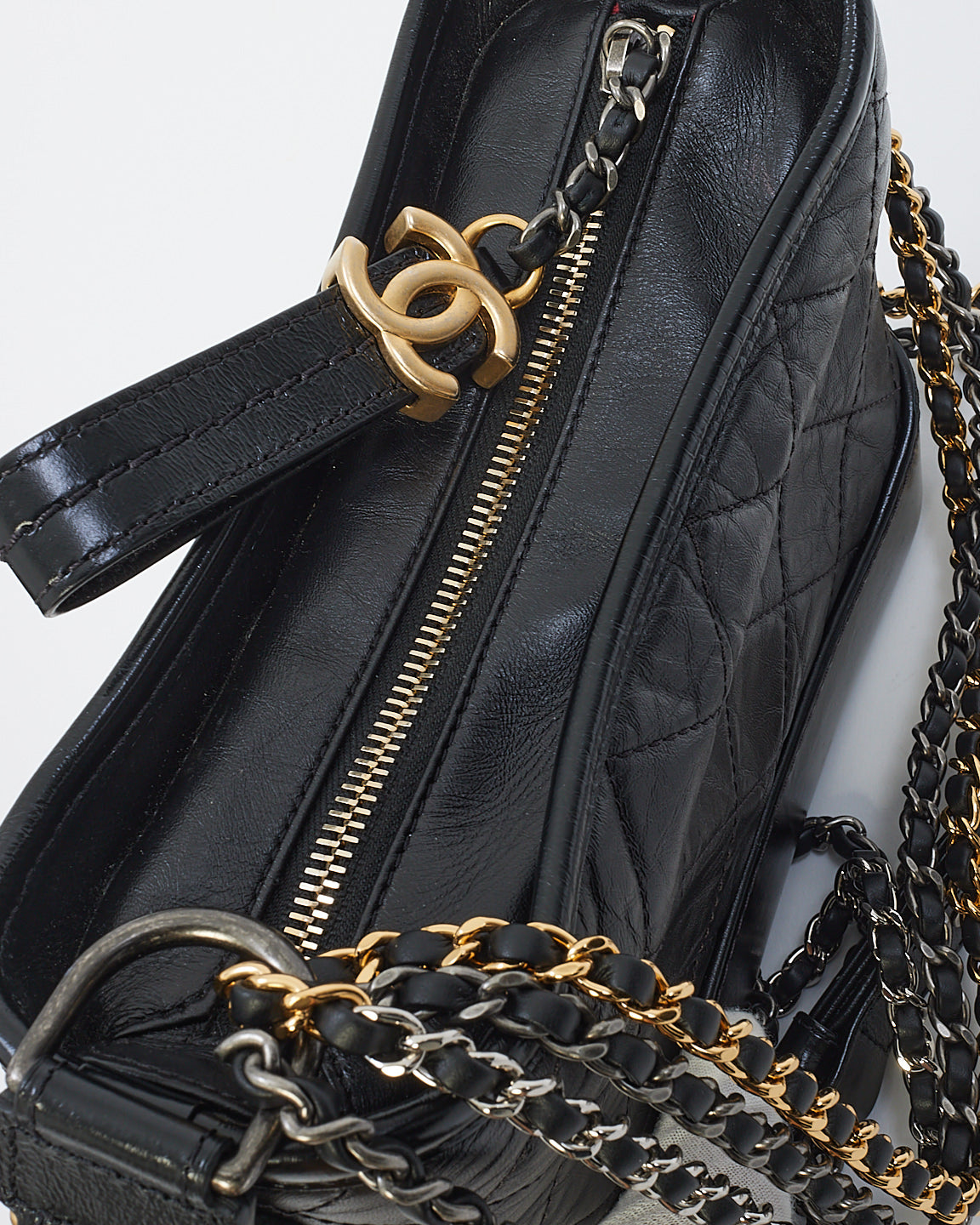 Chanel Black Aged Calfskin Small Hobo Gabrielle Bag