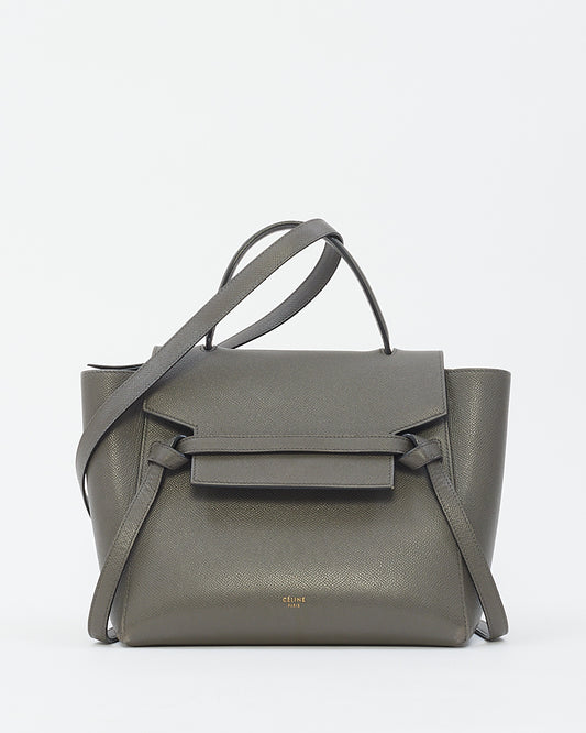 Celine Grey Grained Leather Mini Belt Bag