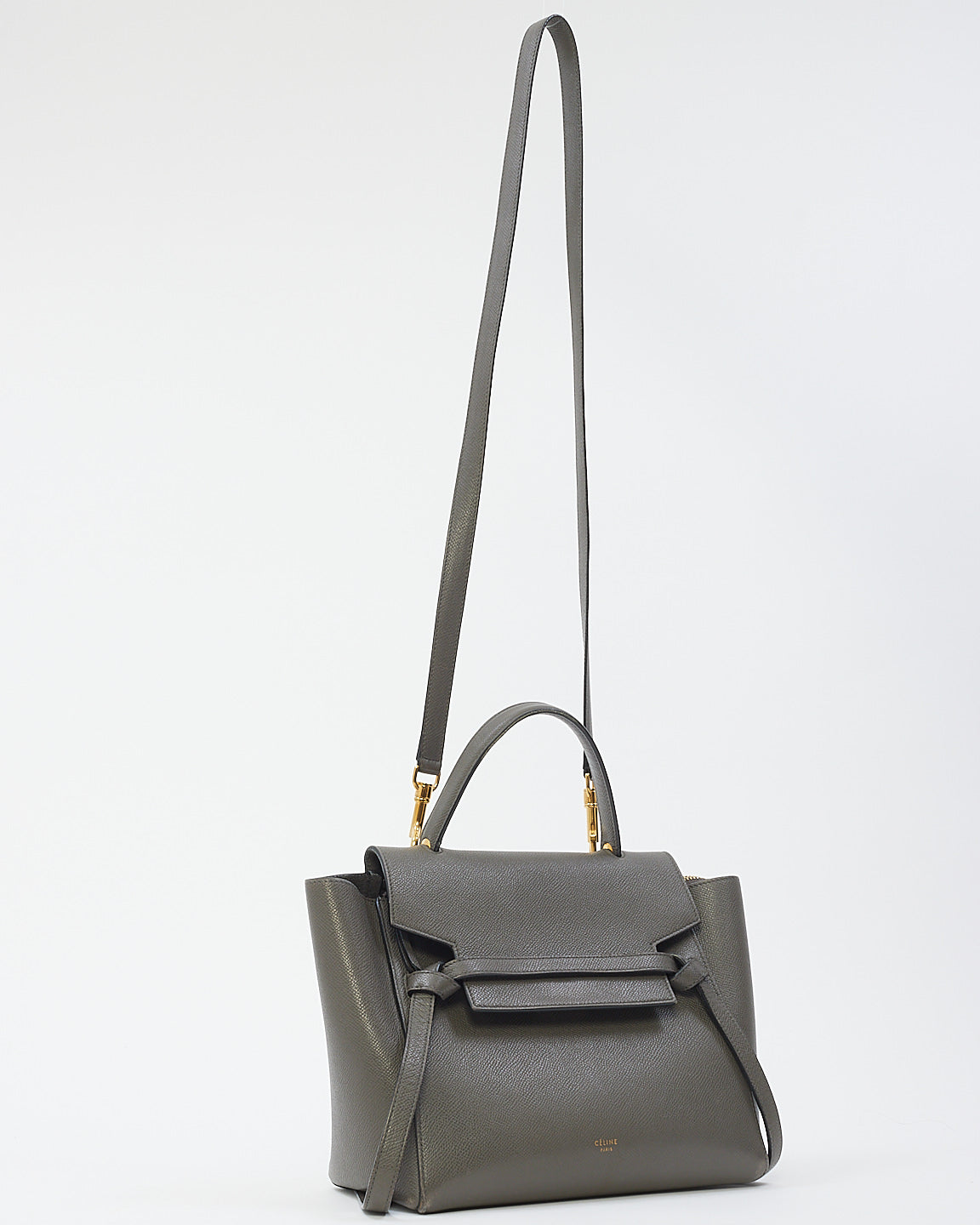 Celine Grey Grained Leather Mini Belt Bag