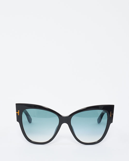 Tom Ford Lunettes de soleil Anoushka en acétate noir avec monture œil de chat TF371