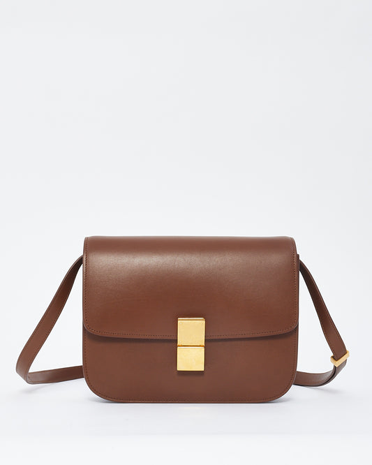 Celine Tan Box Calfskin Leather Medium Classic Bag